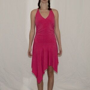 y2k hot pink party dress halter top sparkly speechless size large